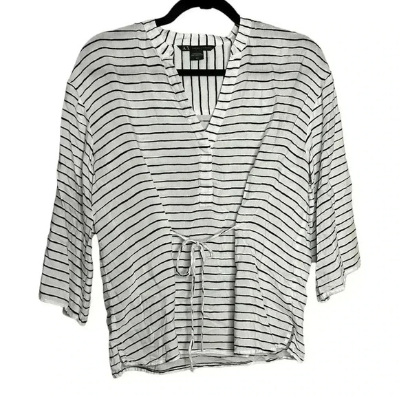 Armani Exchange Like New Black White Striped top with tie Small - Picture 1 of 6
